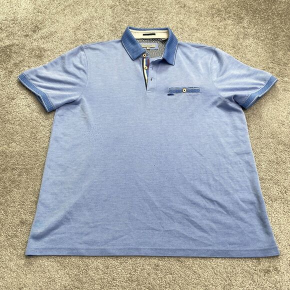 Ted Baker Soft Modal Pique Polo Shirt Mens 5 Blue Short Sleeve Casual Preppy Top - Picture 1 of 15